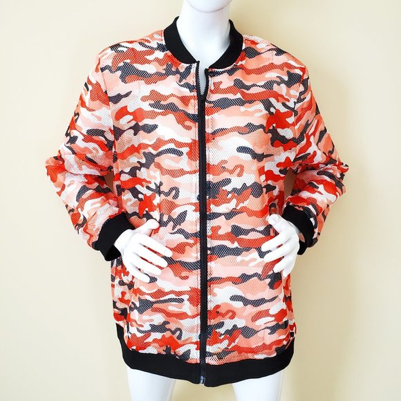 Touch Me Orange Camouflage Mesh Stretch Outerwear SZ 1X - Picture 1 of 8
